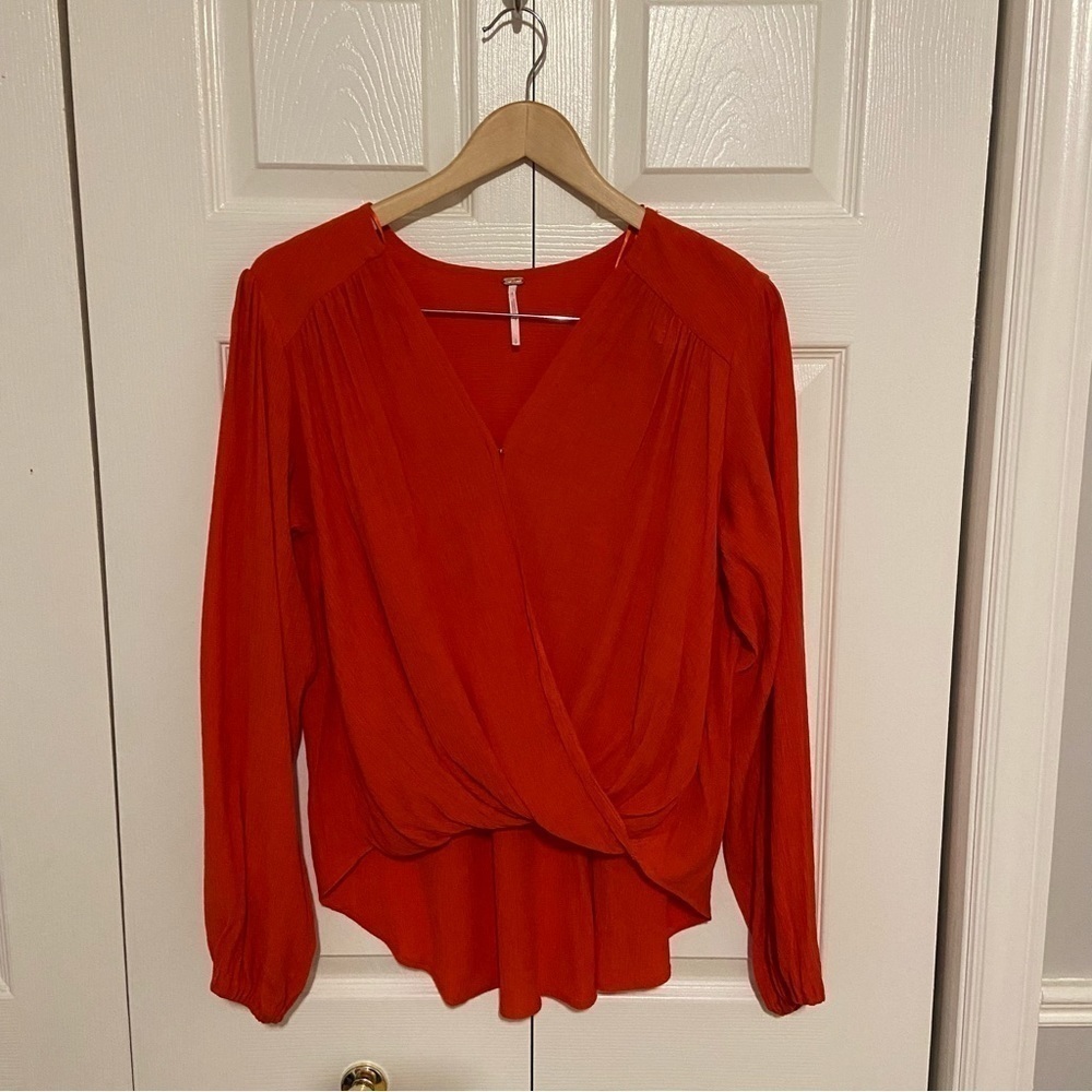 Free People Check On It Faux Wrap Blouse. - Picture 4 of 11